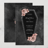 Koffin Black Rozen Sparkle Halloween Wedding Kaart (Voorkant / Achterkant)