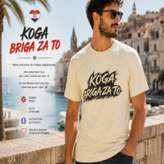 Koga Briga Za To Kroatische Attitude Statement T-shirt