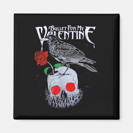 Kogel Funny For My Valentine Schedel Rozen  Magneet (Voorkant)