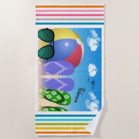 Kogelbak en Teenslippers Strandlaken (Voorkant)