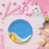 Kogelbal aan de strand papieren bordje (Feest)