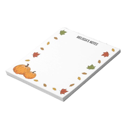 Kogelbladeren en Oranje pompoenen met aangepaste t Notitieblok (Linkerzijde)
