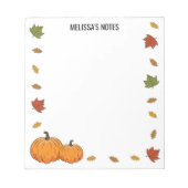 Kogelbladeren en Oranje pompoenen met aangepaste t Notitieblok (Voorkant)