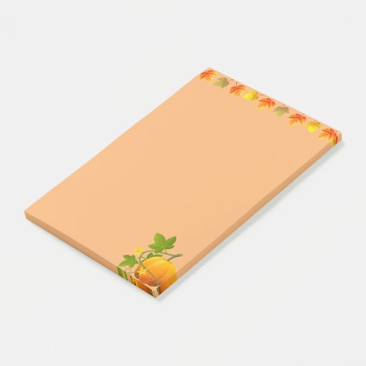 Kogelbladeren en pompoen op Sinaasappel Post-it® Notes (Schuin)