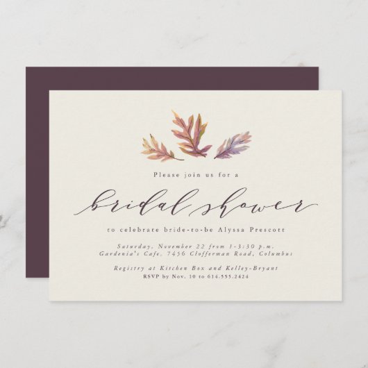 Kogelbladeren in de doucheuitnodiging aankondiging (Voorkant / Achterkant)