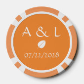 Kogelbladeren in Sinaasappel Poker Chips (Achterkant)