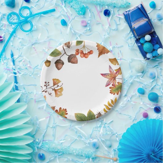 Kogelbladeren met moer- en paarse bladeren Autumn Papieren Bordje (Feest)