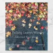 Kogelbladeren op het wegdek wijn etiket (Enkel label)