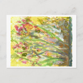 Kogelbloemen op een geel gemalen briefkaart