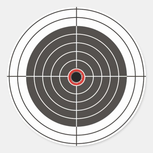 Kogelgat in het doel - stierenoogschieten ronde sticker (Voorkant)
