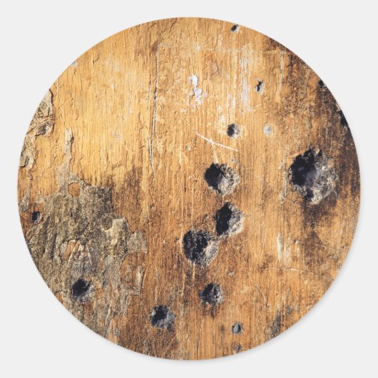 Kogelgaten in de wand ronde sticker (Voorkant)