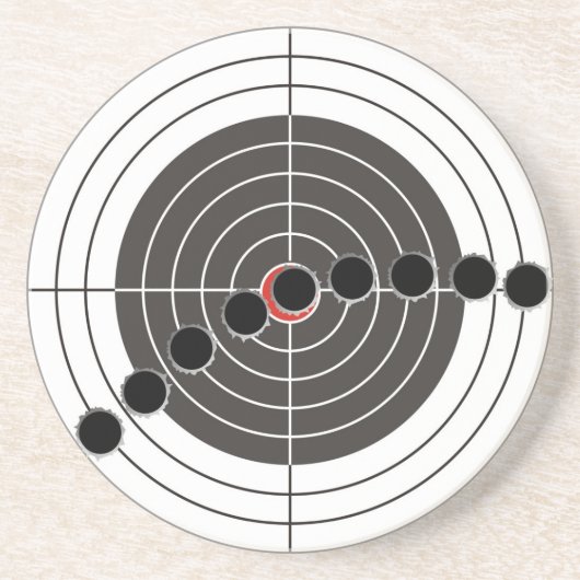 kogelgaten van het pistool van de machine boven he zandsteen onderzetter (Voorkant)