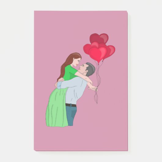Kogeling tijdens het houden van hartritmeballonnen post-it® notes (Voorkant)