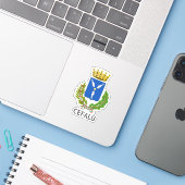 Kogeljas Cefalù - Sicilië Sticker (Laptop met iPhone)