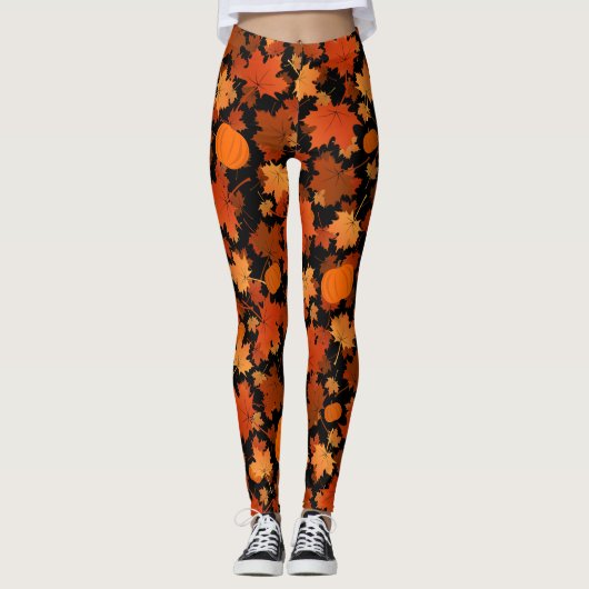 Kogelkleuren, paardebladeren en pompoenen leggings (Voorkant)