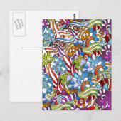 Kogelkleurige bloemen bladeren zwenkwielen stippen briefkaart (Voorkant / Achterkant)