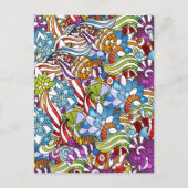 Kogelkleurige bloemen bladeren zwenkwielen stippen briefkaart (Voorkant)