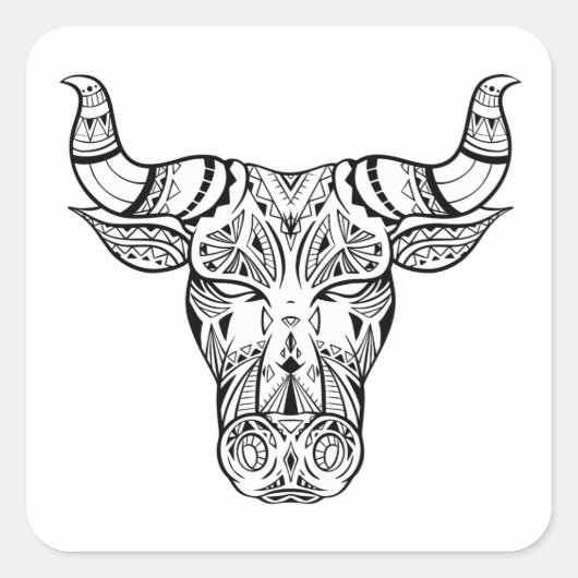 Kogelkop met boho-decoratie vierkante sticker (Voorkant)
