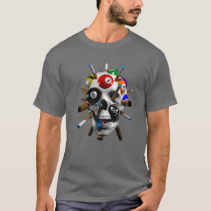 Kogelmolens met 8 ballen schedel voor biljarten t-shirt