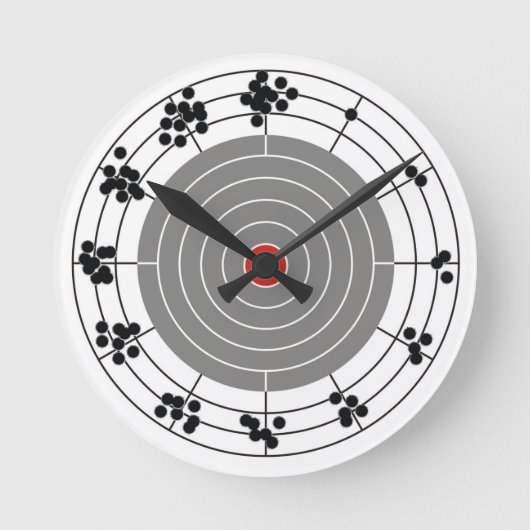 Kogelopeningen rond het doel, één gat per uur ronde klok (Voorkant)