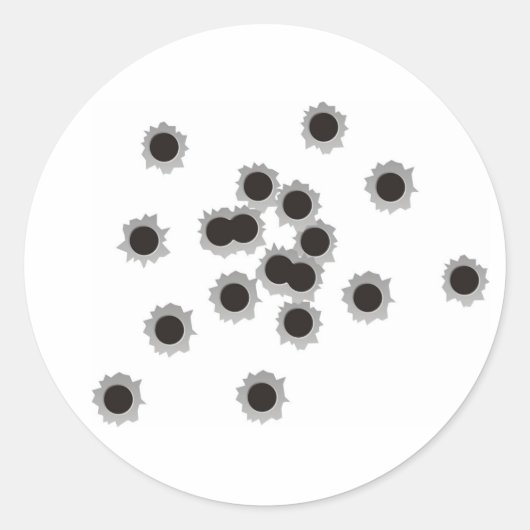 Kogelopeningen van een geweer of pistool, eventuee ronde sticker (Voorkant)