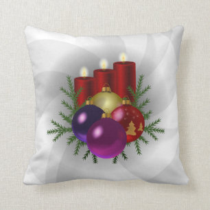 KogelOrnamenten en kaars kerst Kussen