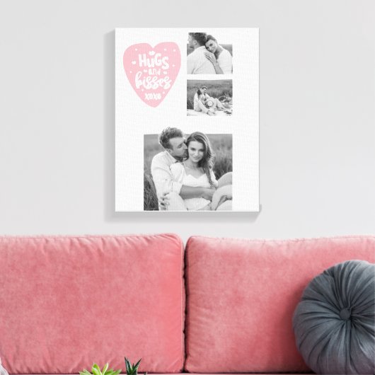 Kogelpaar Foto's en hanen en Kisses PInk Heart Canvas Afdruk (Insitu (Woonkamer))