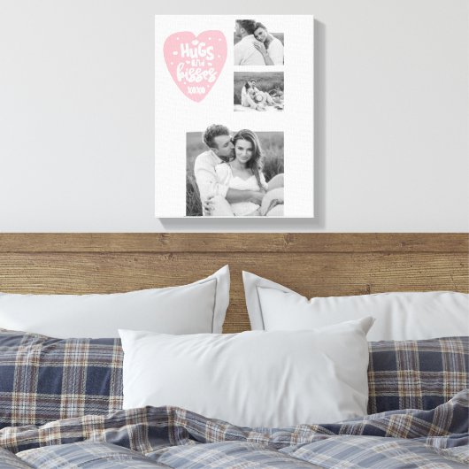 Kogelpaar Foto's en hanen en Kisses PInk Heart Canvas Afdruk (Insitu (Slaapkamer))