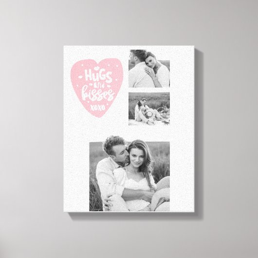 Kogelpaar Foto's en hanen en Kisses PInk Heart Canvas Afdruk (Voorkant)