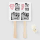 Kogelpaar Foto's en hanen en Kisses PInk Heart Handwaaier (Voorkant en achterkant)