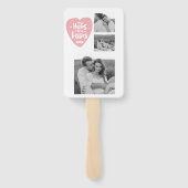 Kogelpaar Foto's en hanen en Kisses PInk Heart Handwaaier (Achterkant)