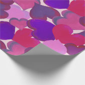 Kogelpapier met roze en paarse harten cadeaupapier (Hoek)