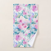 Kogelpatroon roze en blauwe bloemen bad handdoek (Handdoek)
