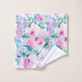 Kogelpatroon roze en blauwe bloemen bad handdoek (Wasdoekje)