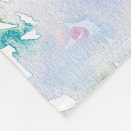 Kogelpatroon roze en blauwe bloemen fleece deken (Hoek)