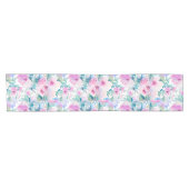 Kogelpatroon roze en blauwe bloemen korte tafelloper (Horizontaal)