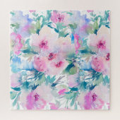 Kogelpatroon roze en blauwe bloemen legpuzzel (Horizontaal)