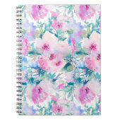 Kogelpatroon roze en blauwe bloemen notitieboek (Voorkant)