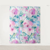 Kogelpatroon roze en blauwe bloemen wandkleed (Voorkant)