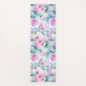 Kogelpatroon roze en blauwe bloemen yogamat (Voorkant)