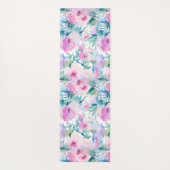 Kogelpatroon roze en blauwe bloemen yogamat (Achterkant)