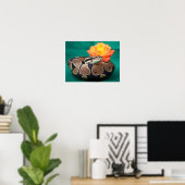 Kogelpython afbeelding met oranje roos groen terug poster (Thuiskantoor)