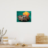Kogelpython afbeelding met oranje roos groen terug poster (Keuken)