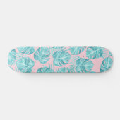 Kogelroze blauwgroen waterverf tropische planten b skateboard (Horizontaal)