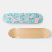 Kogelroze blauwgroen waterverf tropische planten b skateboard (Horizontaal)