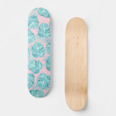 Kogelroze blauwgroen waterverf tropische planten b skateboard (Voorkant)