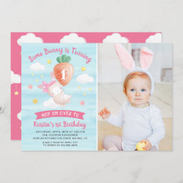 Kogelroze een beetje Bunny met de foto van de rotd Kaart