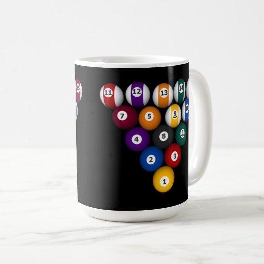 Kogels: Biljarten: Koffie-Mok: Pool Balls Koffiemok (Voorkant rechts)