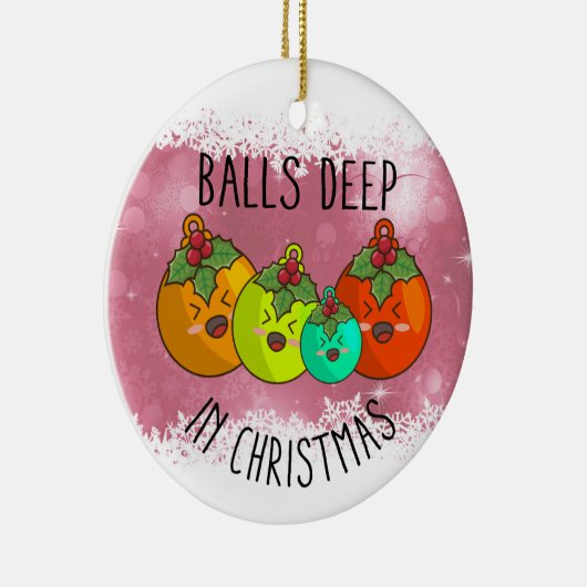 Kogels diep in kerstversiering keramisch ornament (Rechts)