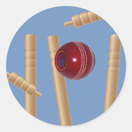 Kogels en pompen, van cricket, ronde sticker (Voorkant)